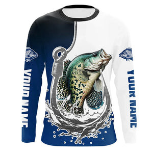 Custom Crappie Long Sleeve Fishing Shirts, Fish Hook Shirt Design Crappie Fishing Jerseys IPHW6222