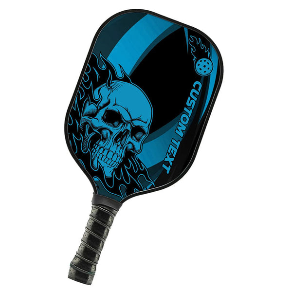 Black And Blue Flame Skull Custom Pickleball Paddle, Halloween Pickleball Paddles Pickleball Gifts IPHW7471