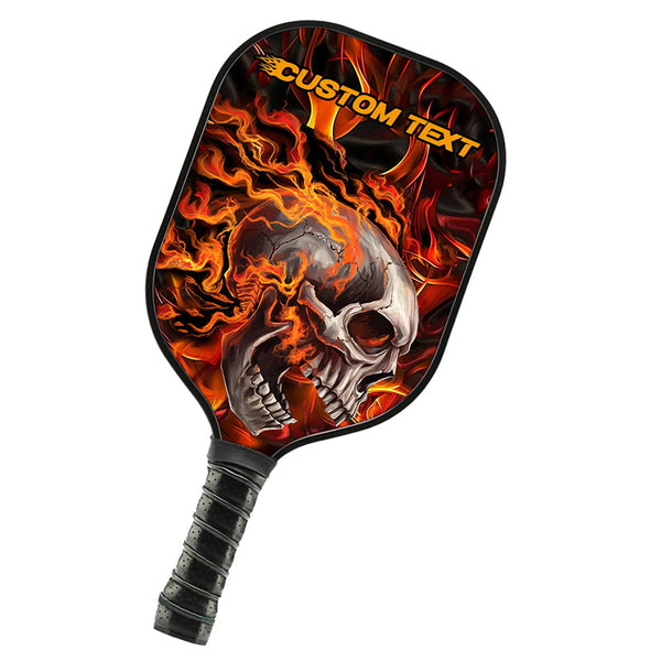 Black And Orange Flame Skull Custom Pickleball Paddle For Men And Women, Halloween Pickleball Gifts Pickleball Rackets IPHW7476