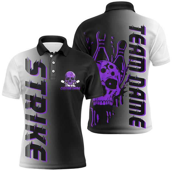 Custom Strike Bowling Team Shirts For Men And Women, Skull Bowling Jerseys With Team Name | Purple IPHW6441