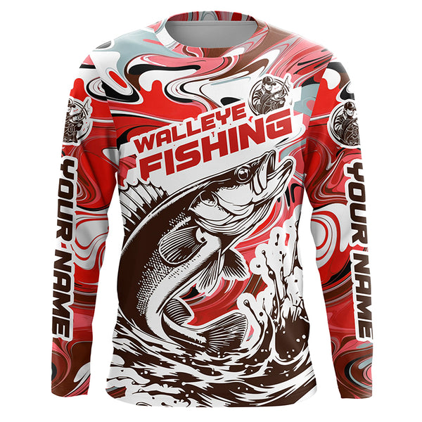 Personalized Walleye Fishing Tournament Long Sleeve Fishing Shirts, Multi-Color Walleye Fishing Jerseys IPHW5887