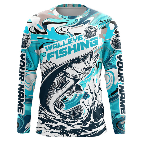 Personalized Walleye Fishing Tournament Long Sleeve Fishing Shirts, Multi-Color Walleye Fishing Jerseys IPHW5887