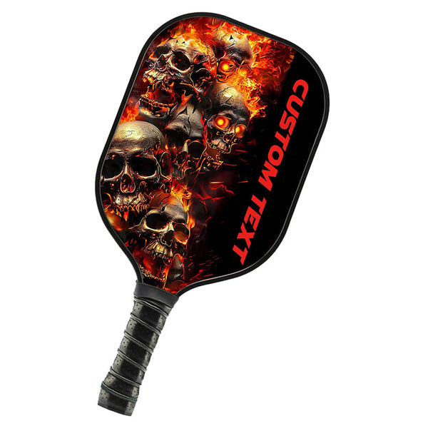 Red Flame Custom Skull Pickleball Paddle For Team, Halloween Pickleball Gifts For Men And Women IPHW7246