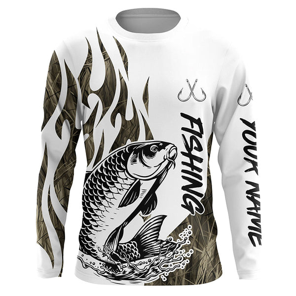 Carp Fishing Camo Tattoo Custom Long Sleeve Fishing Shirts, Carp Tournament Fishing Shirt IPHW6538