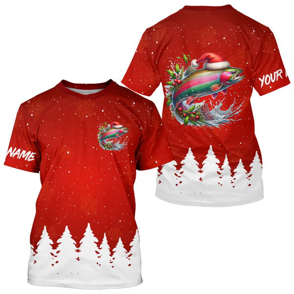 Rainbow Trout Fishing Custom Christmas Fishing Shirts, Xmas Fishing Gifts For Men, Women And Kids IPHW5571