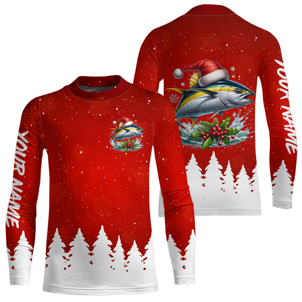 Yellowfin Tuna Fishing Custom Christmas Fishing Shirts, Xmas Fishing Gifts For Men, Women And Kids IPHW5576