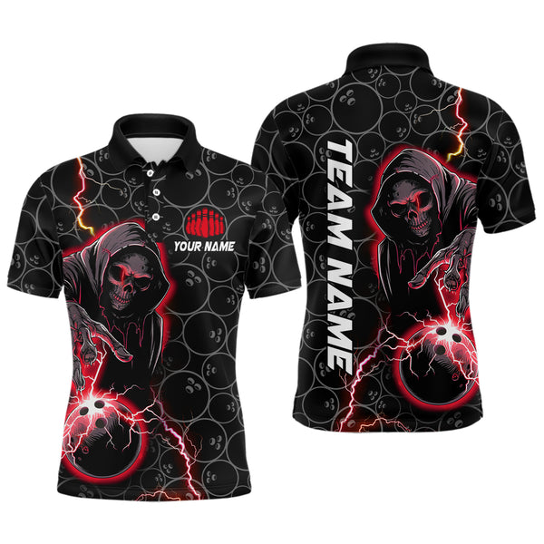 Custom Multi-Color Skull Bowling Team Shirts For Men, Women And Kids, Bowling Polo, Quarter-Zip Shirts For Bowler IPHW5914