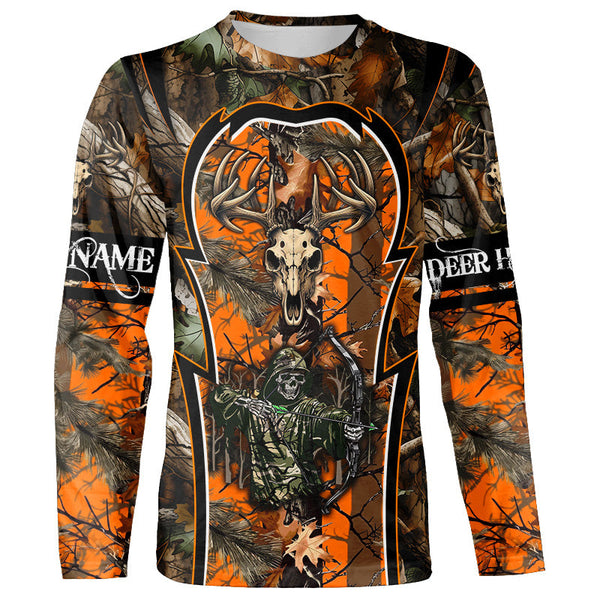 Deer Hunting orange camo Custom Name 3D All over print shirts, personalized deer hunting apparel NQS819