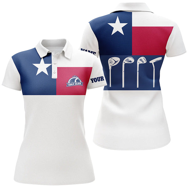 Womens golf polo shirts golf club Texas flag patriot golf custom white golf shirt, golfing gift NQS6189