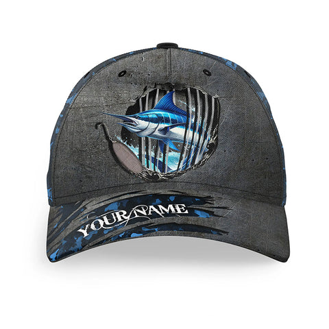 Marlin fishing sea camo Custom fishing hat Unisex Fishing Baseball Angler hat cap NQS4203