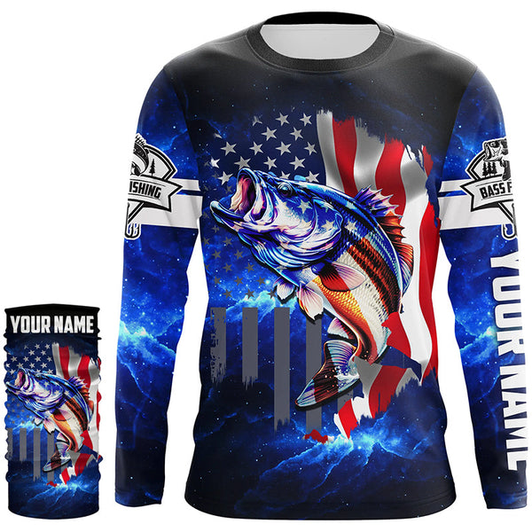 Bass Fishing 3D American Flag patriotic Customize Bass fishing jerseys - personalized fishing gift NQS387