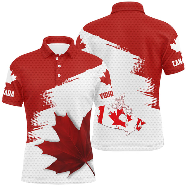 Canadian flag Mens golf polo shirt custom Maple leaves patriotic Canada golf shirt for men, golf gifts NQS6741