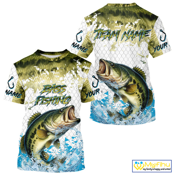 Largemouth bass fishing green scales UV protection custom hooded sun shirt, Bass fishing jerseys NQS10229