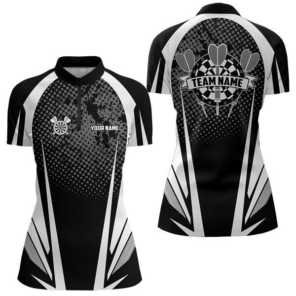 Personalized Black and White Darts Shirts For Women Custom Darts Team Jerseys NQS9489