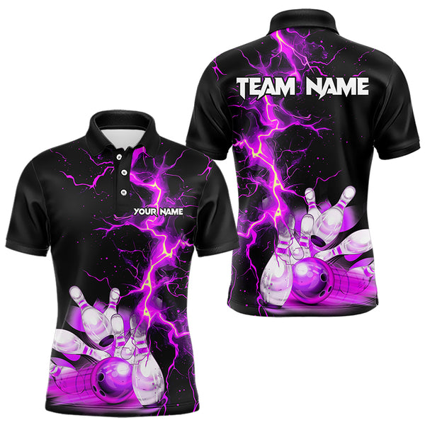 Mens bowling shirts Custom purple lightning thunder Bowling Team Jersey, gift for team Bowlers NQS9493