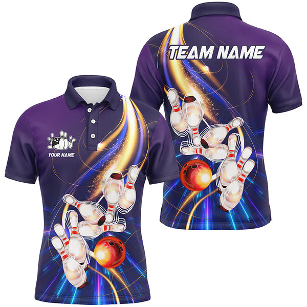 Purple light bowling jerseys Bowling Polo, 1/4 Zip Shirt for Men Custom Bowling Team shirts for bowler NQS8030