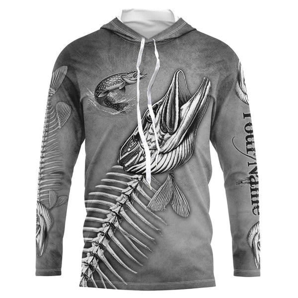 Northern Pike Fishing fish skull UV protection Customize name long sleeves fishing shirts NQS1427