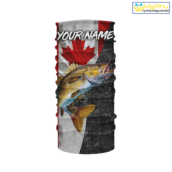 Canadian Flag Walleye Fishing Custom long sleeve performance Fishing Shirts, Walleye Fishing jerseys NQS4897