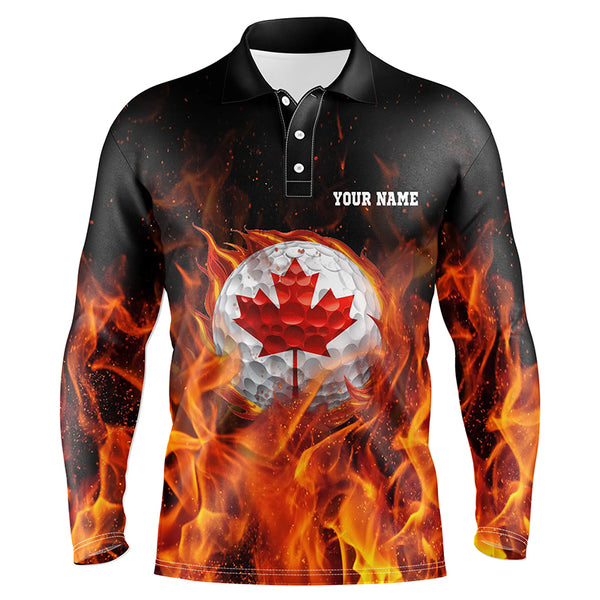 Canadian golf ball flame Mens golf polo shirts custom golf outfits for men, personalized golf gifts NQS8041