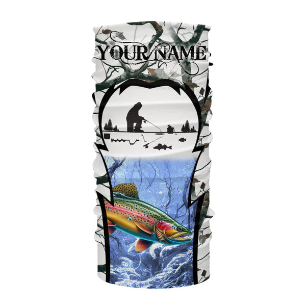 Rainbow trout Ice fishing winter camo Custom Long Sleeve fishing shirts for men, women NQS2490