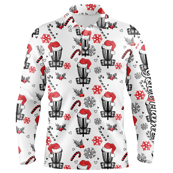 Funny Christmas Disc golf pattern shirts custom mens christmas Disc golf polo shirt, disc golf gifts NQS6855