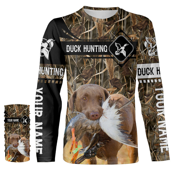 Duck Hunting with Chesapeake Bay Retriever waterfowl camo Shirts, Personalized Duck Hunting Gifts FSD3721