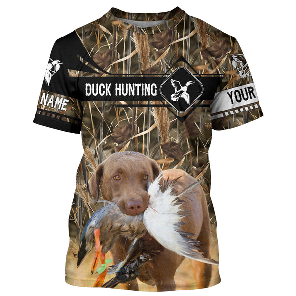 Duck Hunting with Chesapeake Bay Retriever waterfowl camo Shirts, Personalized Duck Hunting Gifts FSD3721