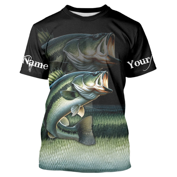 Largemouth Bass fishing green scales Custom sun protection Bass fishing jerseys, custom fishing gifts NQS9686