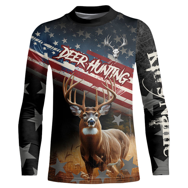 Deer Hunting American Flag Customize 3D All Over Printed Shirts Personalized Patriotic Hunting gifts NQS8727