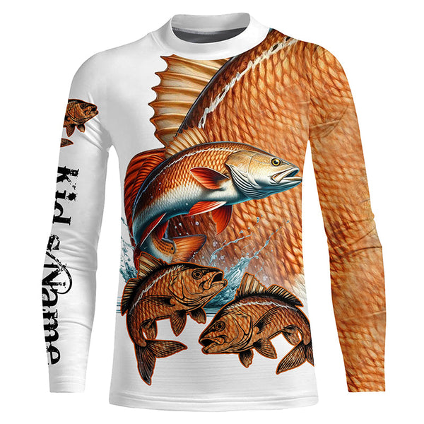 Redfish puppy drum Fishing Customize Name UV protection long sleeves fishing shirts NQS2646