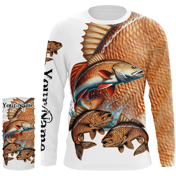 Redfish puppy drum Fishing Customize Name UV protection long sleeves fishing shirts NQS2646