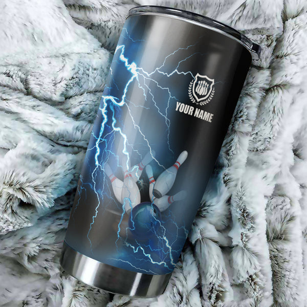 Multicolor Lightning thunder storm Bowling ball pins Custom name and team name bowling tumblers Cup NQS9711