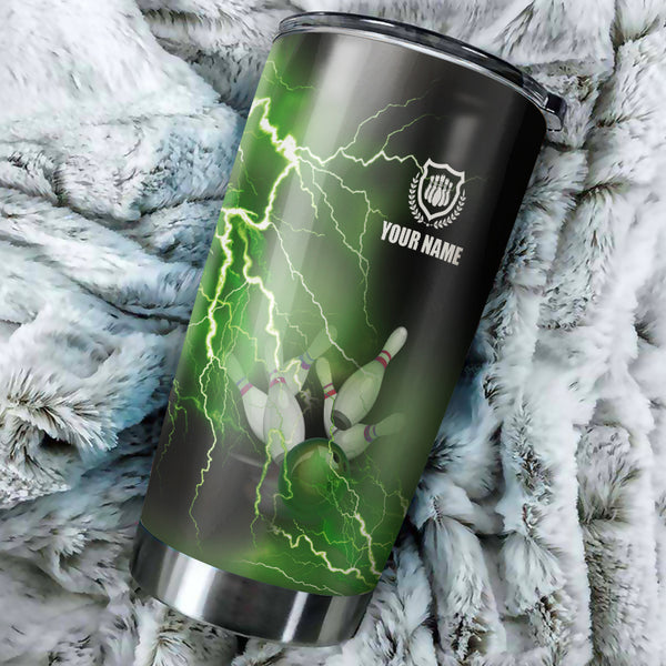 Multicolor Lightning thunder storm Bowling ball pins Custom name and team name bowling tumblers Cup NQS9711