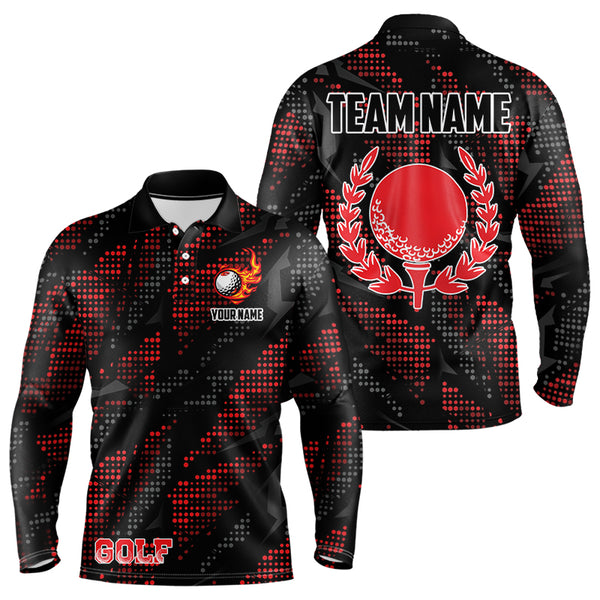 Black and Red Camo Golf Polo Shirts For Men Custom mens golf outfit team golf shirts NQS9715