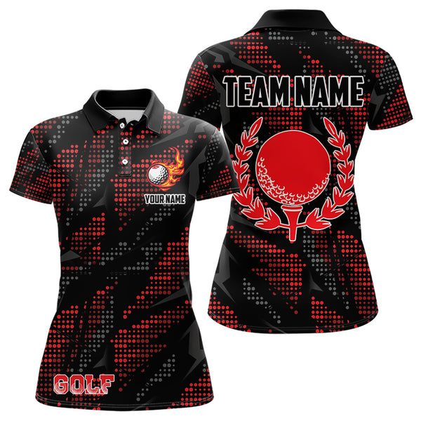 Black and Red Camo Golf Polo Shirts For Women Custom ladies golf outfit team golf shirts NQS9715
