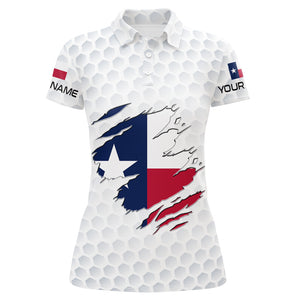 White Golf ball skin Texas Flag custom patriotic Womens golf polo shirts, unique golf gifts NQS8739