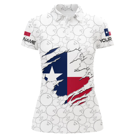 White Bowling Ball Camo Texas flag Bowling shirts for Women custom Team ladies bowling League jerseys NQS8740