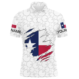 White Bowling Ball Camo Texas flag Bowling shirts for Men custom Team mens bowling League jerseys NQS8740