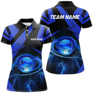 Black and Blue Lightning Thunder Bowling Ball Womens Bowling shirts custom Team Bowling League Jersey NQS8754