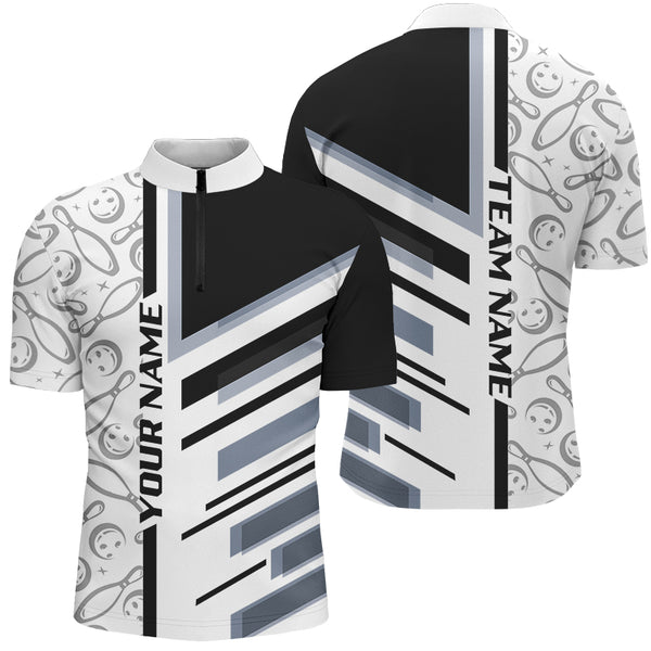 Black and White Camo Bowling shirts for Men custom Bowling Team Uniforms Jerseys NQS8763