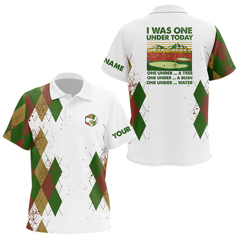 Funny Kid golf polo shirts custom I was one under today, one under a tree, bush and water | Green NQS9223