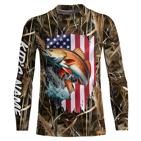 American Redfish fishing camo custom fishing shirts for men, women, kid NQS1033