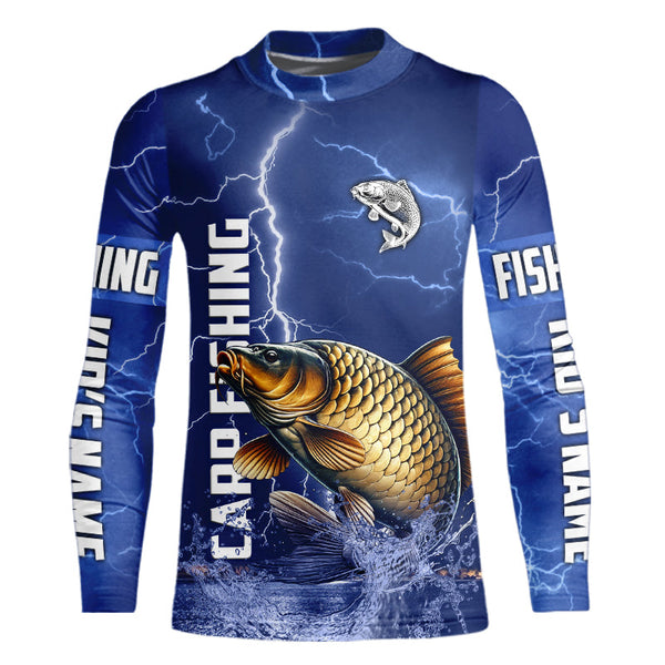 Carp Fishing blue lightning jerseys custom performance Long Sleeve tournament fishing shirts NQS9235