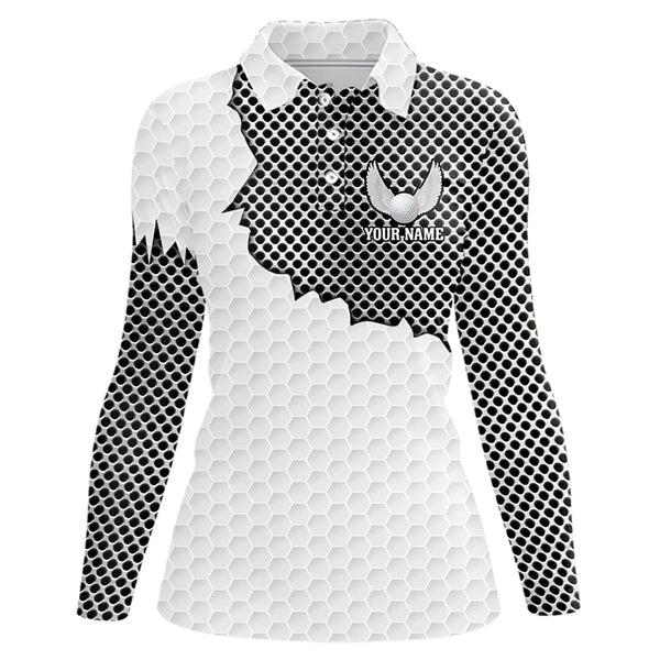 White golf ball pattern metal Womens golf polos shirts custom cool polo shirts for ladies NQS9251