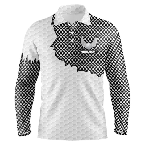 White golf ball pattern metal Mens golf polos shirts custom cool polo shirts for men, golfing gifts NQS9251