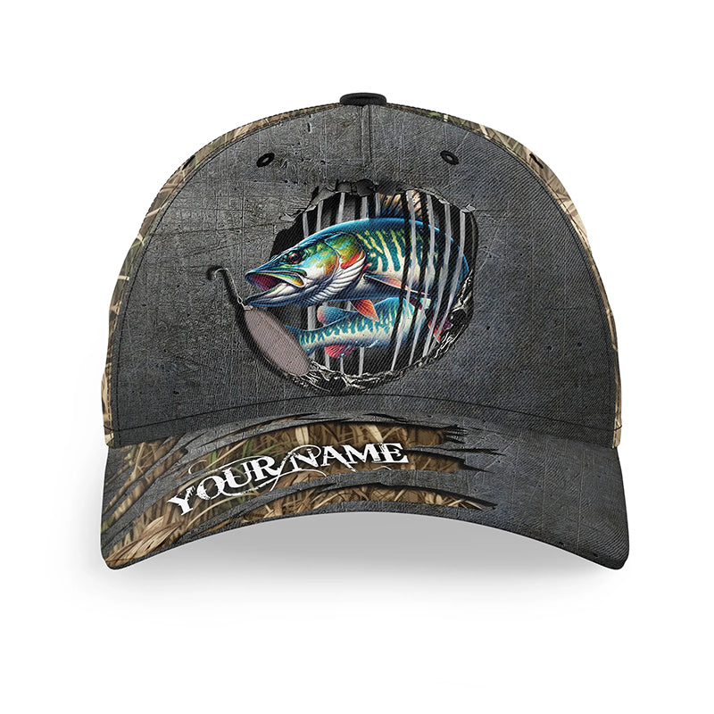 Musky fishing camo Custom fishing hat Unisex Fishing Baseball Angler Muskellunge cap NQS3247