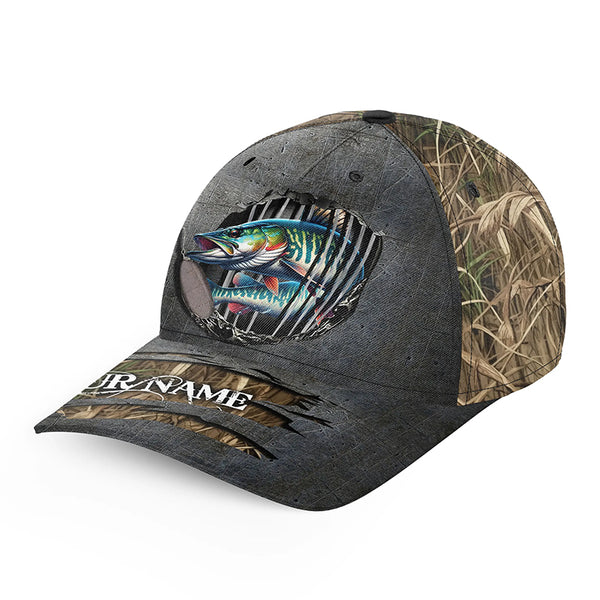 Musky fishing camo Custom fishing hat Unisex Fishing Baseball Angler Muskellunge cap NQS3247