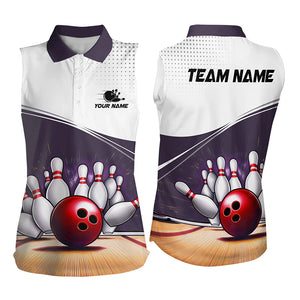 White and Purple Women sleeveless polo shirts Custom cool bowling jerseys for team NQS9260