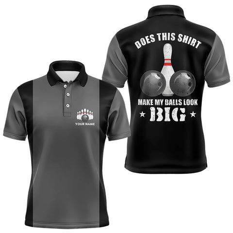 Funny Bowling shirts for Men Custom vintage grey and black Does this shirt make my balls look big NQS9267