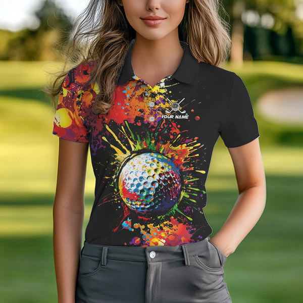 Colorful Golf ball jersey Golf Polo Shirts For Women Custom Team Name golf uniform for ladies NQS9771